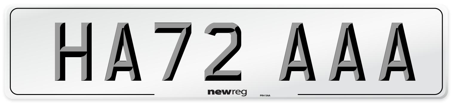 HA72 AAA Number Plate from New Reg